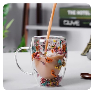 Bán Buôn 12Oz <span class=keywords><strong>Borosilicate</strong></span> Cách Điện Đôi Tường Thủy Tinh Cà Phê Trà Cốc Cốc Hoa Khô Cốc Thủy Tinh - Product Image 3