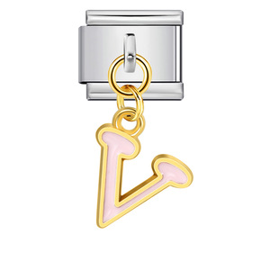 Modulo italiano fai da te Fashion braccialetti colorato oro placcato in <span class=keywords><strong>acciaio</strong></span> inox con lettera di gocciolamento gioielli fai da te personalizzabili - Product Image 4