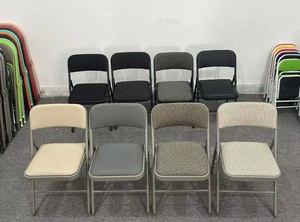 Chaise pliante en métal noir rembourrée en cuir pour événements extérieurs et bureaux, <span class=keywords><strong>prix</strong></span> de gros abordable - Product Image 6