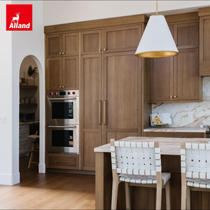Allandgroup, principales proveedores de cocinas en Estados Unidos, armario de cocina de alta gama con cubierta de madera de roble cerezo y encimera de mármol blanco de lujo, con gabinetes de pared. - Product Image 5