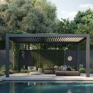 <span class=keywords><strong>Pergola</strong></span> familiale à <span class=keywords><strong>toit</strong></span> rabattable - Structure en aluminium, commande électrique facile à utiliser, <span class=keywords><strong>lames</strong></span> réglables pour la détente sur la terrasse - Product Image 1