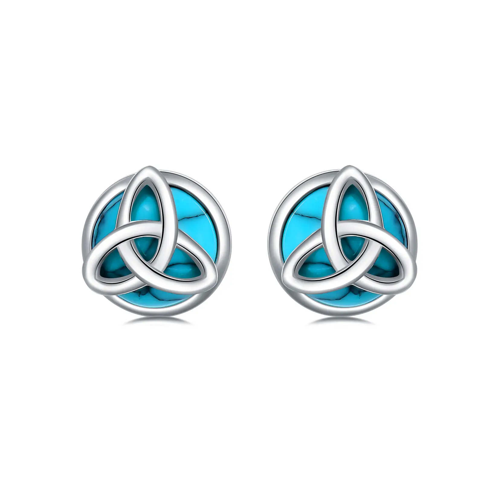 Bông tai cho phụ nữ 925 sterling Silver Turquoise Stud Celtic Knot Stud Earring