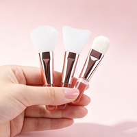 Pinceau applicateur de crème en silicone transfrontalier, mini, transparent, manche rose cristal, portable, à poils doux, en forme de langue, pour masque visage et yeux