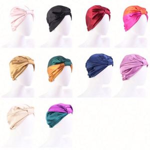 Bonnet de nuit en satin de soie, couvre-chef, turbans de créateur pour femmes africaines, turban de luxe pour cheveux bouclés naturels longs - Product Image 6