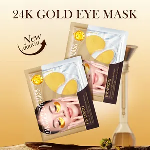 OEM ODM syal masker mata label pribadi grosir masker mata gel lembaran lingkaran hitam kolagen emas 24K