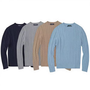 Pull à manches longues pour <span class=keywords><strong>homme</strong></span> en mélange de coton, <span class=keywords><strong>col</strong></span> roulé, tricoté avec points torsadés, logo brodé, pulls pour <span class=keywords><strong>homme</strong></span> - Product Image 2