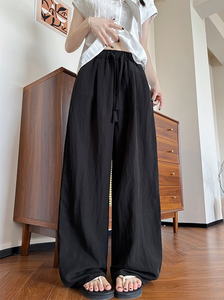 <span class=keywords><strong>Pantaloni</strong></span> a gamba larga in <span class=keywords><strong>lino</strong></span> lavato con bordi rifiniti per donna; <span class=keywords><strong>Pantaloni</strong></span> estivi sottili a <span class=keywords><strong>vita</strong></span> <span class=keywords><strong>alta</strong></span>, larghi e a gamba dritta; Casual senza sforzo - Product Image 6