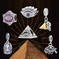 Breloques pendantes en argent sterling 925, croix, ange, pyramide, pharaon, perles, pendentifs compatibles avec les bracelets Pan originaux, breloques pour bijoux DIY