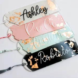 Hoge Kwaliteit Unieke Acryl Diy Bladwijzer Creatieve Beste Cadeau Voor Kinderen Studenten Naam Acryl Bladwijzers Met Aangepaste Logo