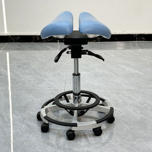 Sillón de Salón de Belleza de Acero Inoxidable Azul de Lujo con Base Dorada, Color Personalizable, Altura Ajustable, Giratorio 360 Grados, para Pedicura/Dental - Product Image 3