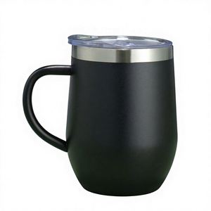 Taza de Café y Vaso para Vino con Recubrimiento en Polvo de 12 oz, Personalizado para Regalo de Empleados de Bodas y Fiestas, para Bebidas Frías y Calientes, con Tapa y Asa - Product Image 1