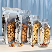 Lebei Vente en gros Emballage alimentaire à fond plat transparent Sac à fermeture éclair Feuille argentée brillante Ziplock Matériau PET Un côté pour les aliments