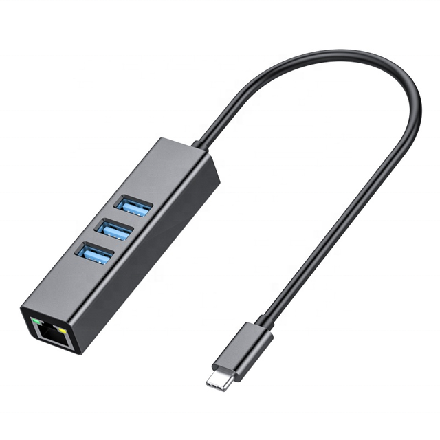 USB C RJ45 Gigabit Ethernet Adapter with 3 USB 3.0 HUB for MacBook Pro, ChromeBook Pixel, iPad Pro and More