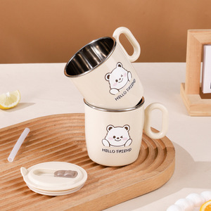 Baby Food <b>Sippy</b> <b>Cup</b> 235ml 304 Stainless Steel Double Layer Anti Scalding With Silicone <b>Straw</b> For 2-4 Years Kids - Product Image 3