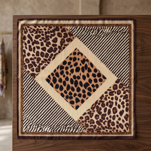 Leopard Print Summer Square Silk Scarf Hijab Shawl Fashion Accessory for Women - Product Image 2