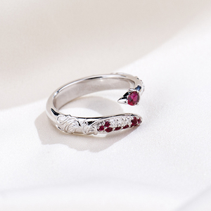 Messi Jewelry MSR-2121 925 Silver Round Shape Eternity <b>Ring</b> Red Gemstone Lab Grown <b>Diamond</b> <b>Ring</b> Wedding <b>Ring</b> - Product Image 6