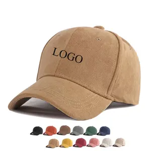 Custom Fashion 6 Panel Hard Shell High Quality Plain Blue Curved Brim Embroidery Patch Logo Suede Baseball Sport Hat Caps