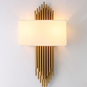 Applique murale <span class=keywords><strong>LED</strong></span> moderne en métal doré, bande de tissu décorative en fer pour couloirs d'hôtel et salon, lumière blanche chaude - Product Image 1