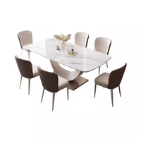 Table à manger en pierre frittée de luxe, écologique et imperméable, durable, design rectangulaire moderne pour la maison et l'hôtel, 6 places