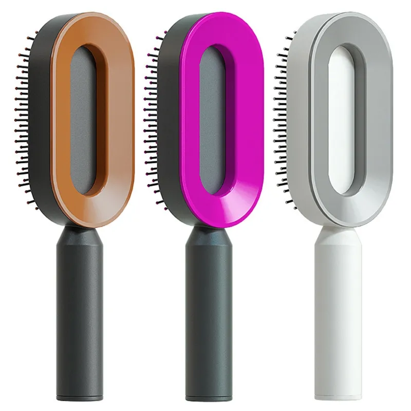 Brosse à cheveux de massage du cuir chevelu en plastique Airbag peigne de massage autonettoyant brosse à cheveux pour femmes vente en gros d'usine
