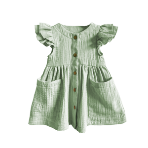 Custom Toddler Girls Fly Sleeve Round Neck Crepe Quality Children <strong>Dress</strong> Lovely <strong>Kids</strong> <strong>Dress</strong> - Product Image 3