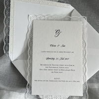 Invitation de mariage élégante en dentelle, invitation minimaliste blanche, invitation de mariage de luxe faite à la main, papeterie de mariage romantique européenne