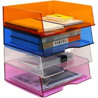 Organisateur de bureau en acrylique à trois couches plateau de fichiers transparent épaissi pour les services de fabrication multicouche de bureau pour ordinateur portable A4