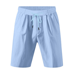 Pantalones Cortos de Playa de Lino para Hombre, Transpirables, con Cordón Ajustable, Casuales, de Verano, con Bolsillos - Product Image 5