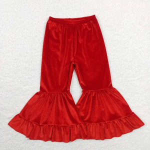 กางเกงขายาวกำมะหยี่เด็กผู้หญิงสุดฮิต 8 สี เอวสูง ยางยืด สีพื้น แต่งระบาย - Product Image 6