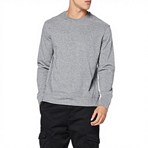 <b>Men's</b> Gray Crew Neck Regular Fit Knitted Cotton <b>Pullover</b> Sweatshirt Casual Solid Color Autumn Wear - Product Image 3