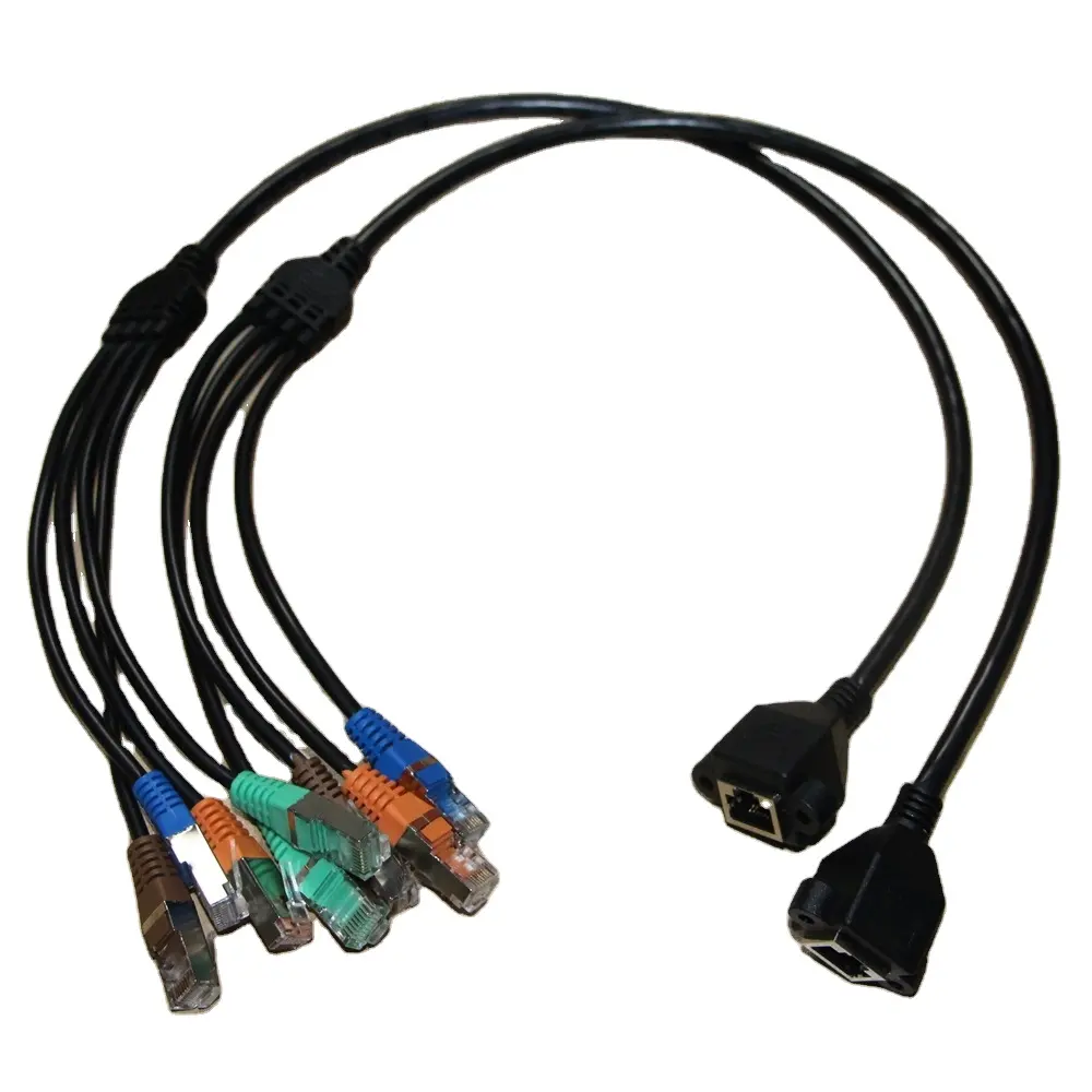 1 Female To 4 male rj45 connector f/ftp cat6a rj5 patch cord cable SA molding cable