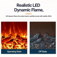 Insert de cheminée électrique intelligent à commande vocale et télécommande avec flammes LED réalistes, chauffage décoratif intégré pour salon