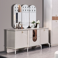 Ensemble de Mobilier de Chambre Moderne et de Luxe en Bois, Comprenant un Lit Double King Size en Cuir avec Rangement et Cadre en Bois