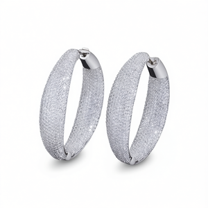 Orecchini a Cerchio in Argento 925 per Donna, con Cristalli e Strass, Minimalisti per Uso Quotidiano, con Micro Incastonature - Product Image 1