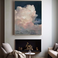 Peinture contemporaine texturée, peinture sur toile, paysage nuageux éthéré, art mural élégant pour la maison et la galerie