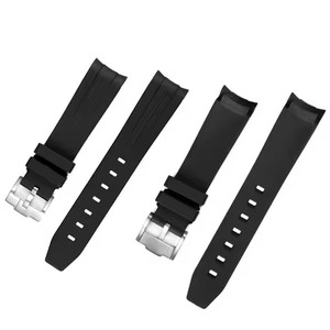 Correa de reloj de goma deportiva GMT de despliegue de acero de 20mm correa de silicona granate con extremo curvo y cierre de mariposa - Product Image 3