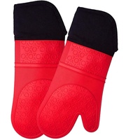 Gants de four en silicone antidérapants résistants à la chaleur, gants de cuisine imperméables pour barbecue avec couche intérieure en coton