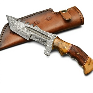 Couteau de chasse Viking Art industriel, personnalisé, fait main, en acier Damas 3mm, lame droite Tracker, manche en bois, 10 pouces, pointe tombante - Product Image 1