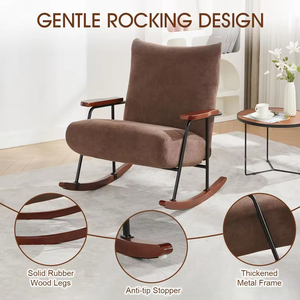 Sillón Reclinable Moderno para Interiores, con Reposabrazos de Madera Maciza, Patas de Metal y Tapicería, para Sala de Estar o Dormitorio - Product Image 4