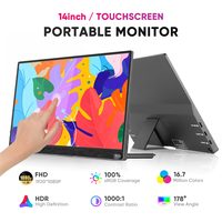 Monitor Portátil SIBOLAN de 14 Pulgadas FHD IPS con Pantalla Táctil, Soporte Integrado y Altavoz - Serie Business, Diseño de Aluminio, Tipo C, Ultra Delgado