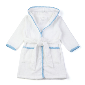 Albornoz Infantil RTS con Bordado de Nombre, <span class=keywords><strong>Bata</strong></span> de Baño para Bebés y Niños Pequeños, Algodón de Rizo Blanco con Ribete de Seersucker, Albornoz con Capucha 2026 - Product Image 4