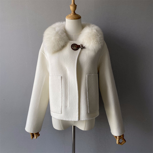 Cappotto invernale a maniche lunghe con cerniera sottile morbido e spesso ingrosso cappotto di lusso in lana <span class=keywords><strong>Cashmere</strong></span> a doppia faccia pelliccia di volpe da <span class=keywords><strong>donna</strong></span> - Product Image 4