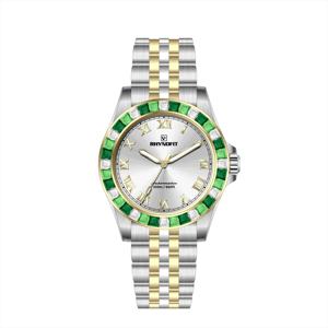 Bracelet en acier inoxydable 316L bicolore, boîtier NH35, cristal saphir, diamant arrière pour montre de plongée modifiée personnalisée avec diamants - Product Image 5