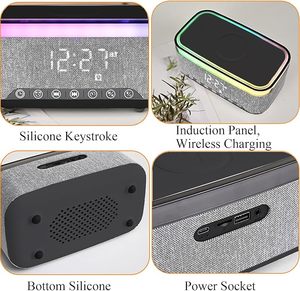 15W RGB LED Music Player Smart <strong>Speaker</strong> Wireless Audio Desktop Alarm Clock <strong>with</strong> White Noise Radio TF Aux <strong>Input</strong> White Color - Product Image 2