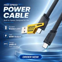 Câble de charge rapide USB Type-C vers Type-C Micro USB 65W 4-en-1 en nylon tressé 1M A50JJ pour ordinateur multifonction