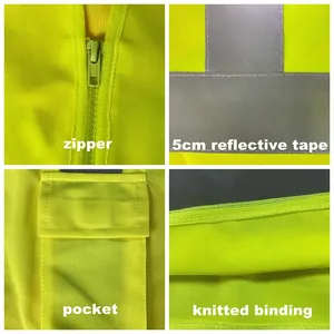Safety Vests Hi Vis Vest 100% Polyester Solid High Visibility Reflective Custom Safety Vest With 4 Pockets 4 Bolsos Refletivo