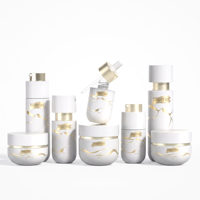 Ensemble d'emballages cosmétiques en verre, blanc avec feuille d'or, flacon pompe pour lotion, pot à crème, flacon compte-gouttes – Fournisseur d'usine