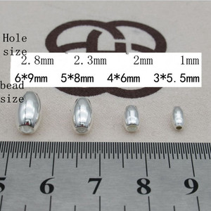3/4/5/6mm 스털링 실버 스페이서 비즈 올리브 타원형 비즈 팔찌 목걸이 제작용 - Product Image 5