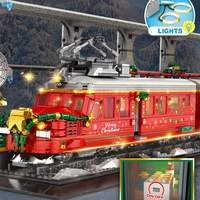 Reobrix Moc Bricks Modelo 66034, 2822 Piezas, Estación de Tren Navideña con Luz LED, Rompecabezas, Juguetes, Regalos para Niños y Niñas, Juegos de Bloques de Construcción