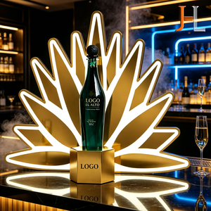 Presentador de Botellas de Licor con Iluminación LED en Forma de Hoja de Agave Dorada para Servicio VIP en Bares y Clubs, Soporte de Exhibición de Vino con Logotipo Personalizado - Product Image 1